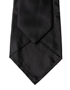 Black Satin Silk Blend Adjustable Women Tied Necktie Tie