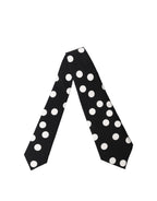 Black White Polka Dot Silk Adjustable Women Necktie Tie