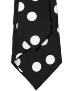Black White Polka Dot Silk Adjustable Women Necktie Tie