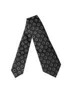 Black White Polka Dot Silk Adjustable Women Necktie Tie