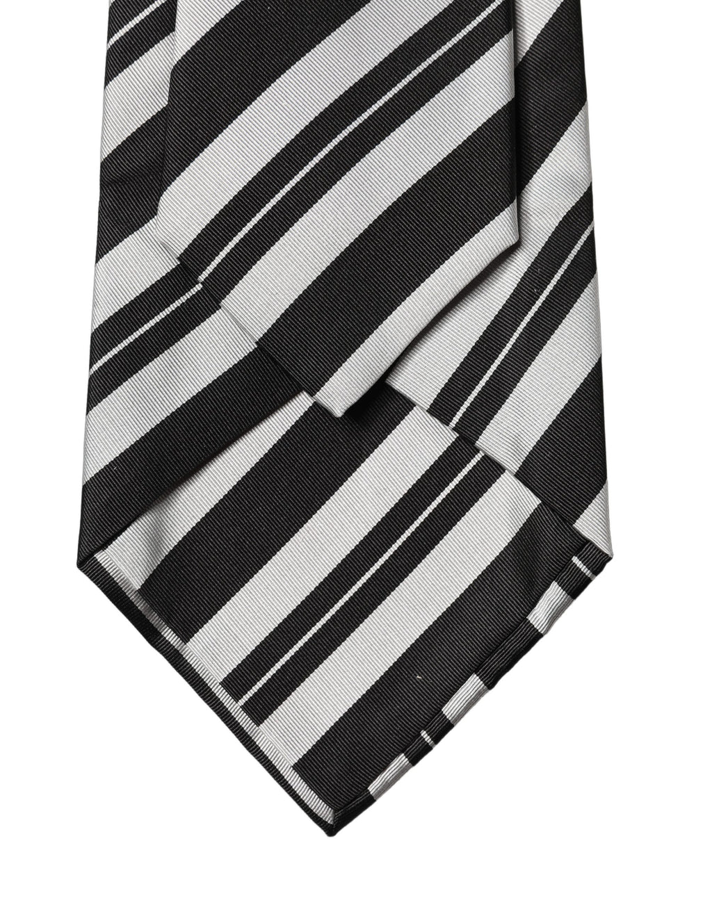 Black White Stripes Silk Adjustable Women Necktie Tie