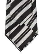 Black White Stripes Silk Adjustable Women Necktie Tie