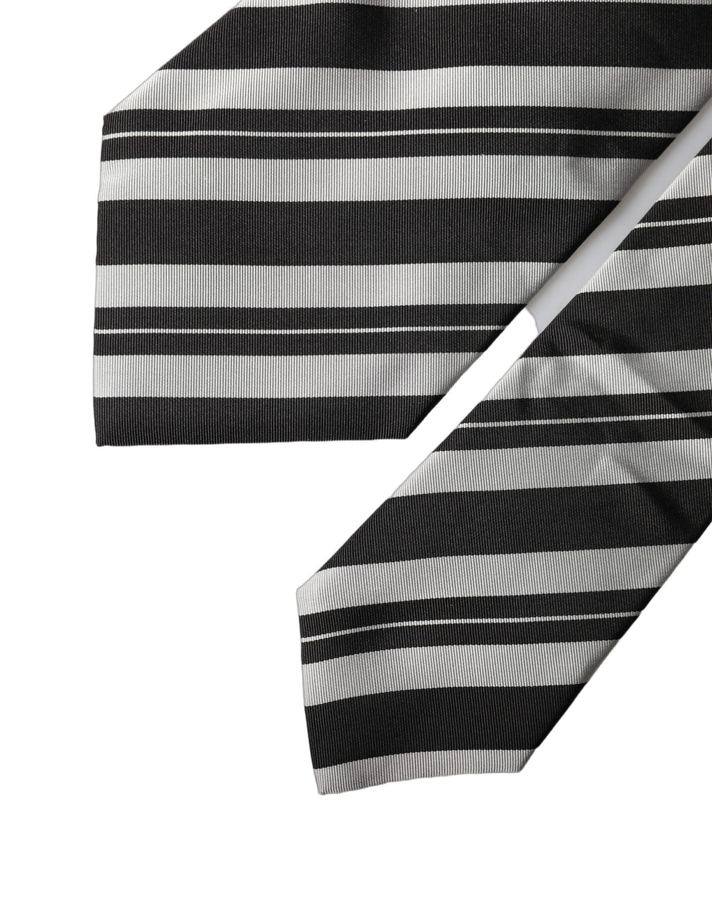Black White Stripes Silk Adjustable Women Necktie Tie