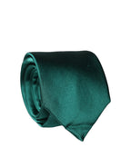 Dark Green Satin Silk Adjustable Women Tied Necktie Tie