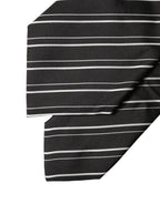 Black White Stripes Silk Adjustable Women Necktie Tie