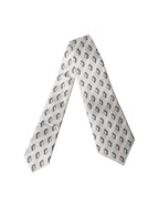 White Patterned Silk Adjustable Women Tied Necktie Tie