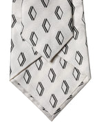 White Patterned Silk Adjustable Women Tied Necktie Tie