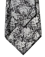 Black Silver Floral Silk Adjustable Women Necktie Tie