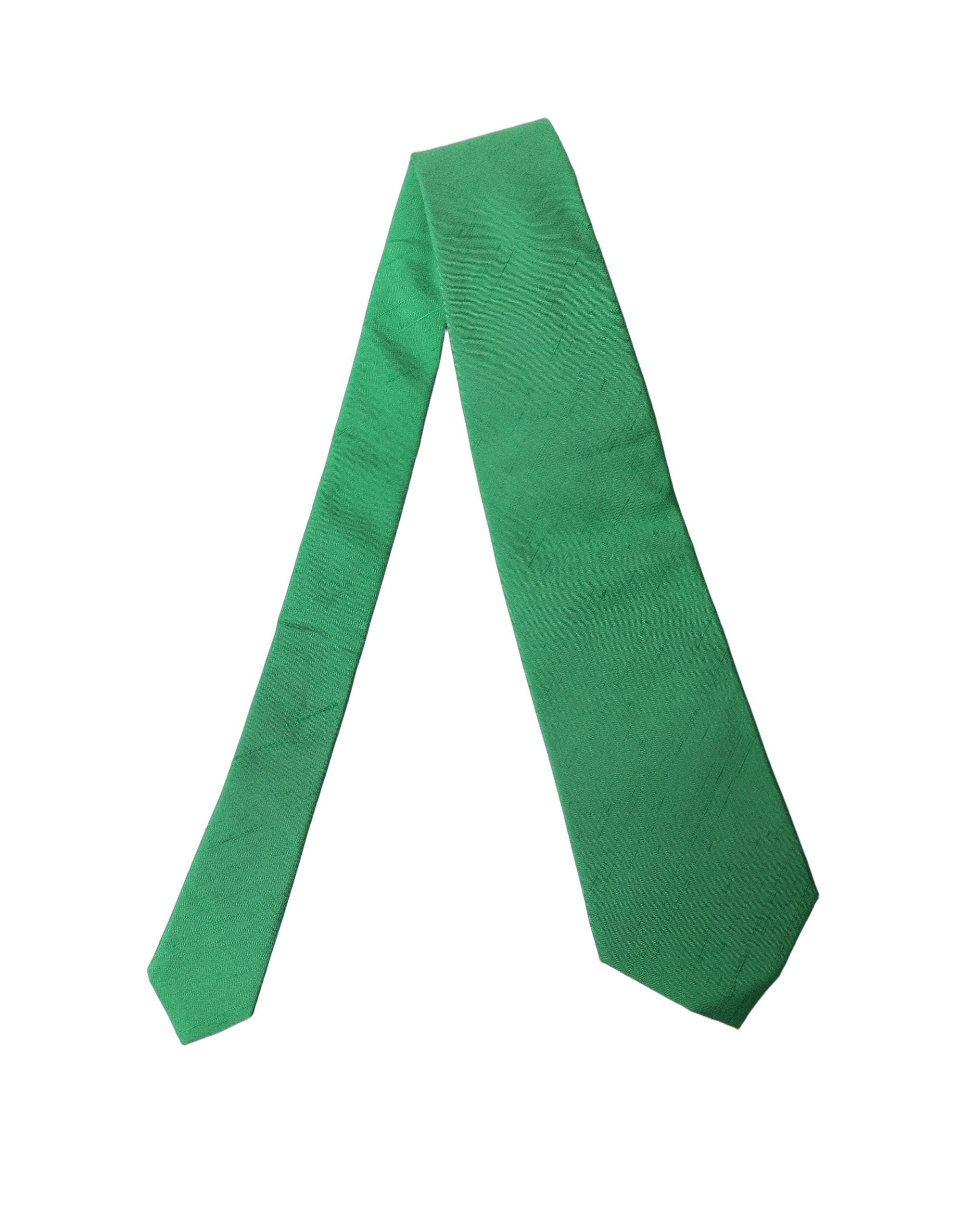 Green Solid Silk Cotton Adjustable Women Necktie Tie