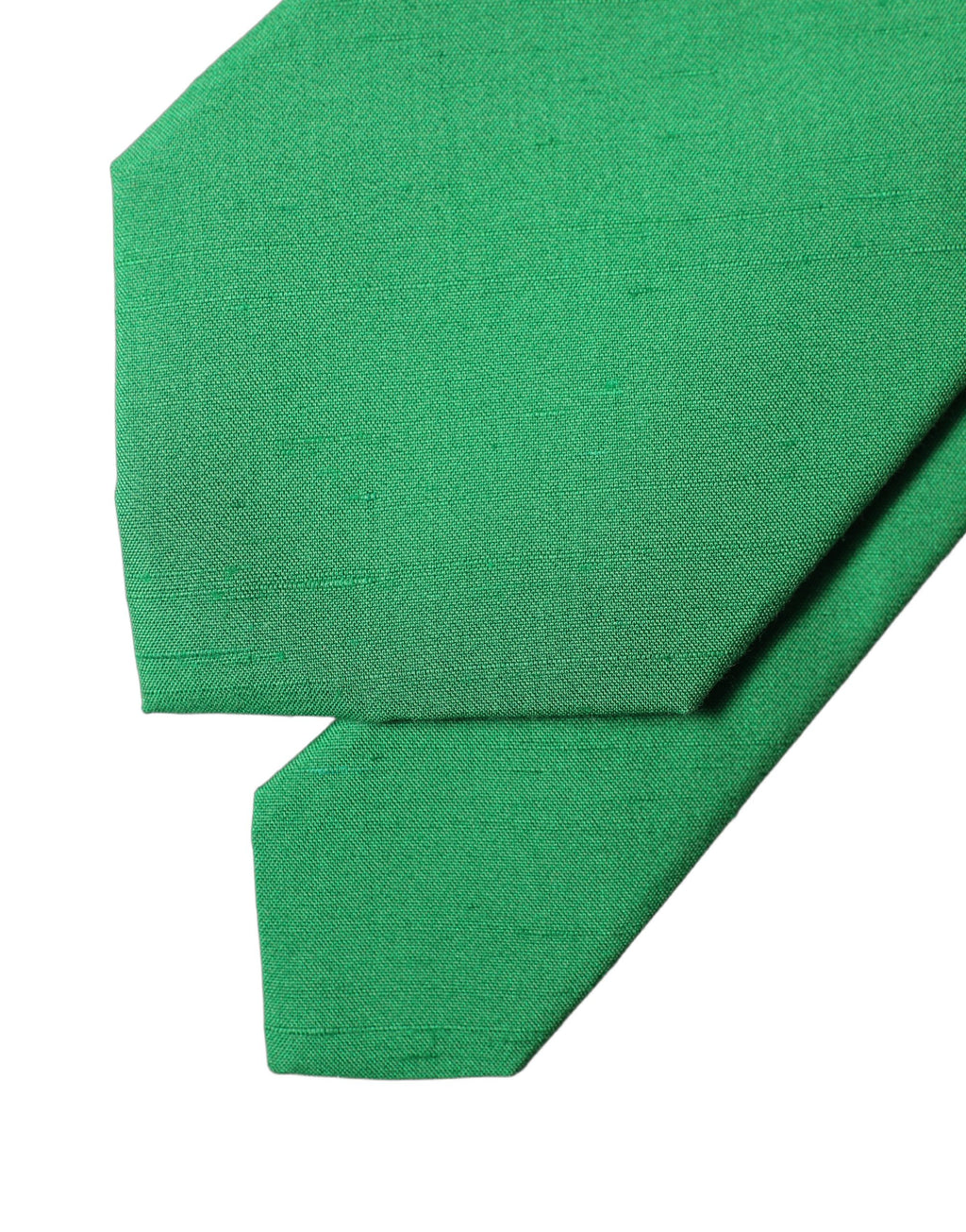 Green Solid Silk Cotton Adjustable Women Necktie Tie