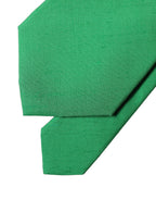 Green Solid Silk Cotton Adjustable Women Necktie Tie