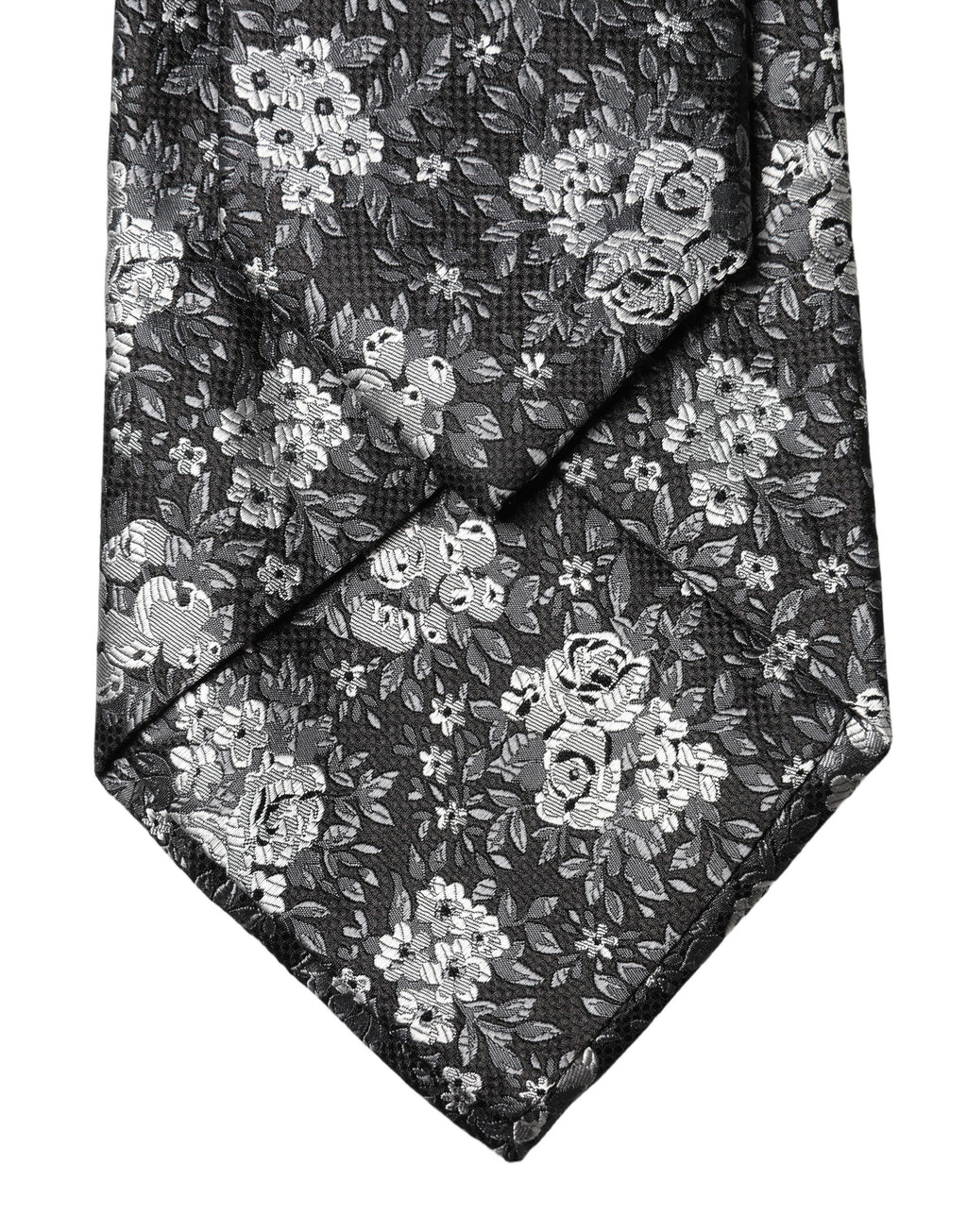 Black White Floral Silk Adjustable Women Necktie Tie
