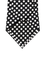 Black White Polka Dot Silk Adjustable Women Necktie Tie