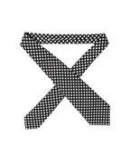 Black White Polka Dot Silk Adjustable Women Necktie Tie