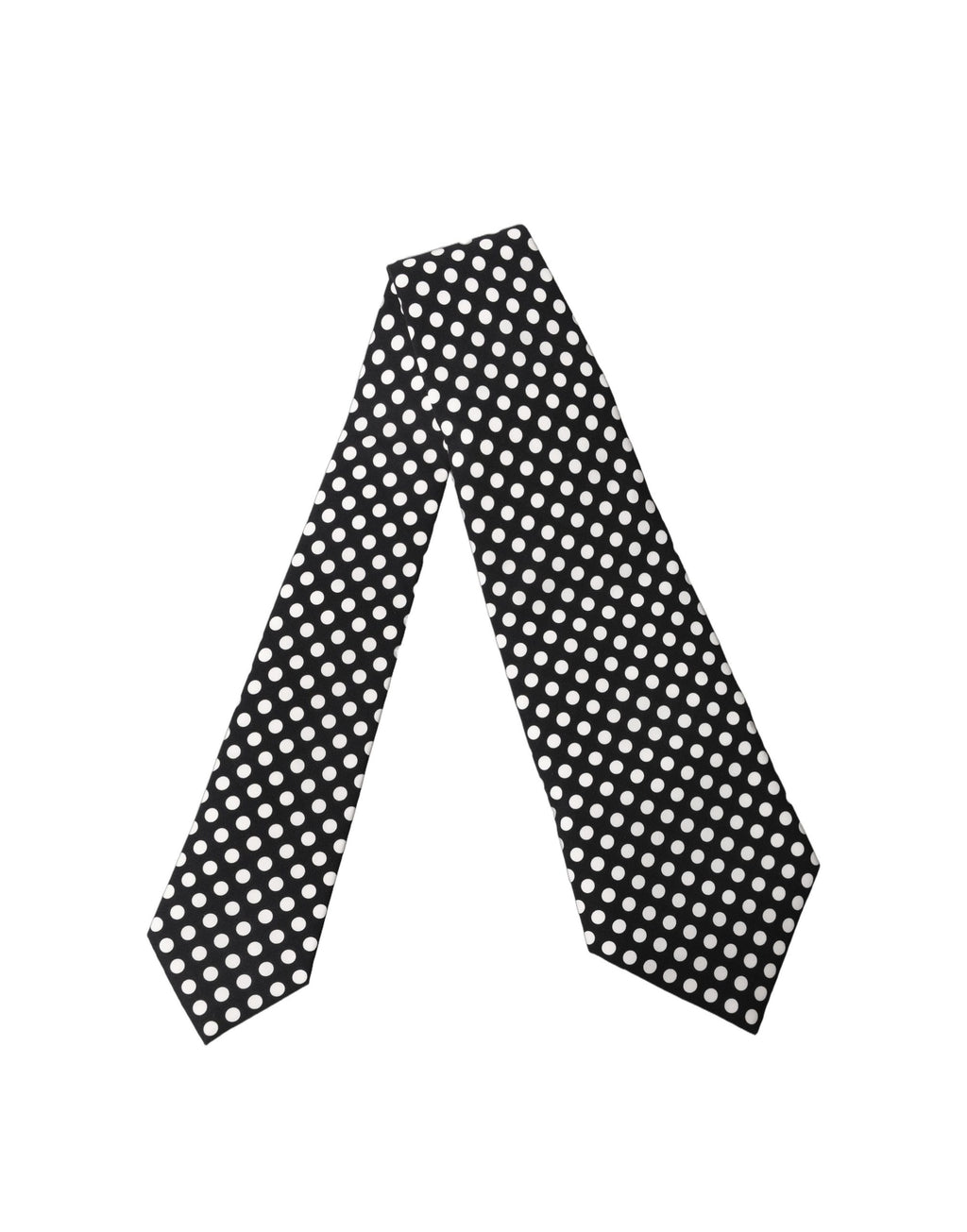 Black White Polka Dot Silk Adjustable Women Necktie Tie