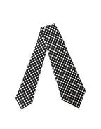 Black White Polka Dot Silk Adjustable Women Necktie Tie