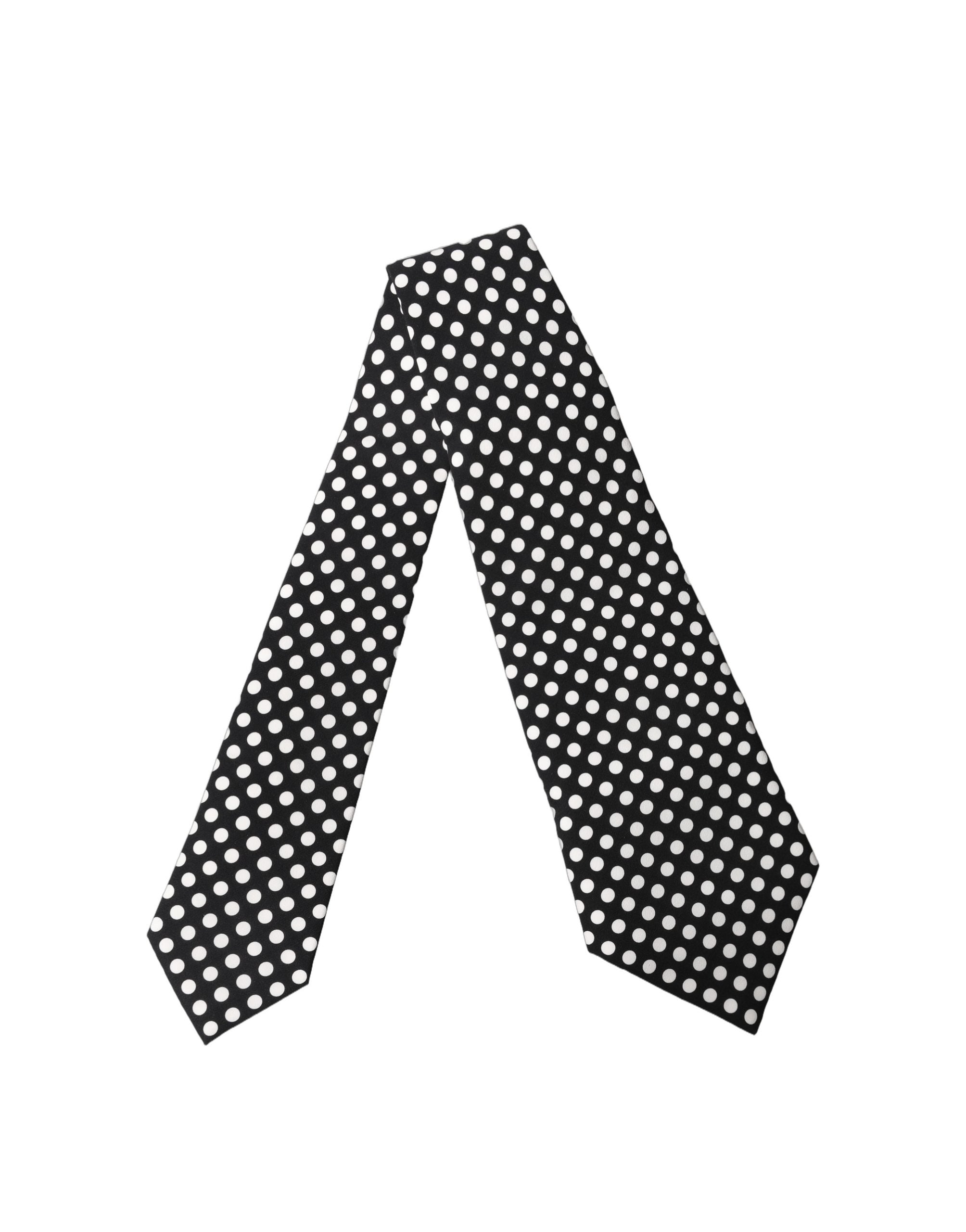 Black White Polka Dot Silk Adjustable Women Necktie Tie