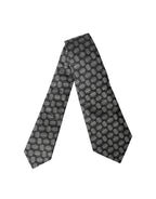 Black White Geometric Silk Adjustable Women Necktie Tie