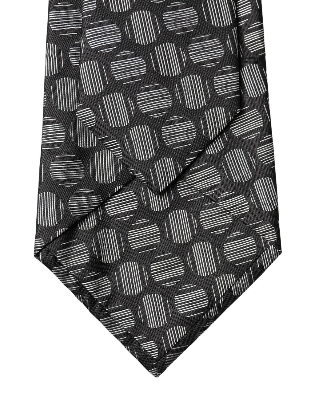 Black White Geometric Silk Adjustable Women Necktie Tie