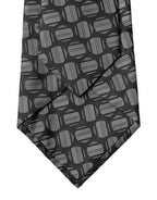 Black White Geometric Silk Adjustable Women Necktie Tie