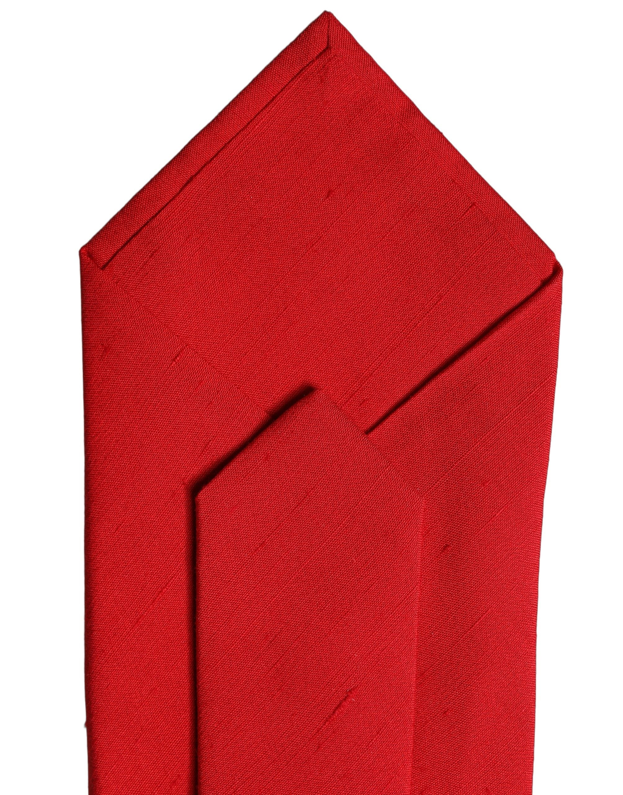 Red Solid Silk Cotton Adjustable Women Necktie Tie