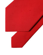 Red Solid Silk Cotton Adjustable Women Necktie Tie