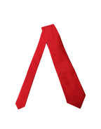 Red Solid Silk Cotton Adjustable Women Necktie Tie