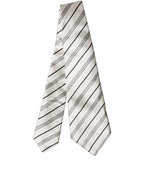 White Black Stripes Silk Adjustable Women Necktie Tie