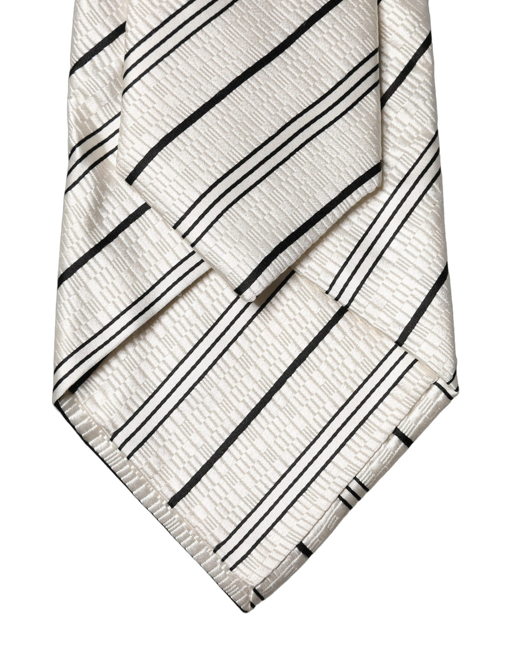 White Black Stripes Silk Adjustable Women Necktie Tie