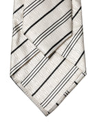 White Black Stripes Silk Adjustable Women Necktie Tie