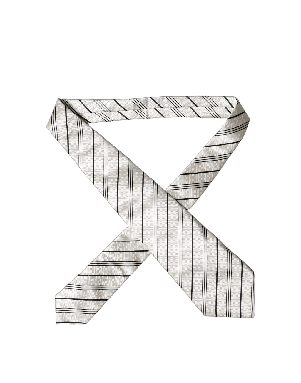 White Black Stripes Silk Adjustable Women Necktie Tie