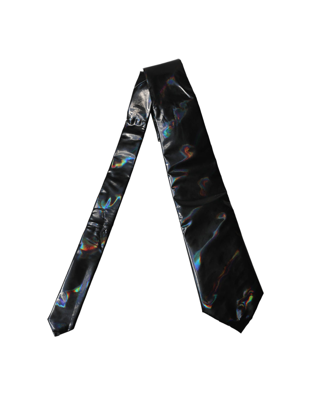 Black Iridescent Silk Adjustable Women Tied Necktie Tie