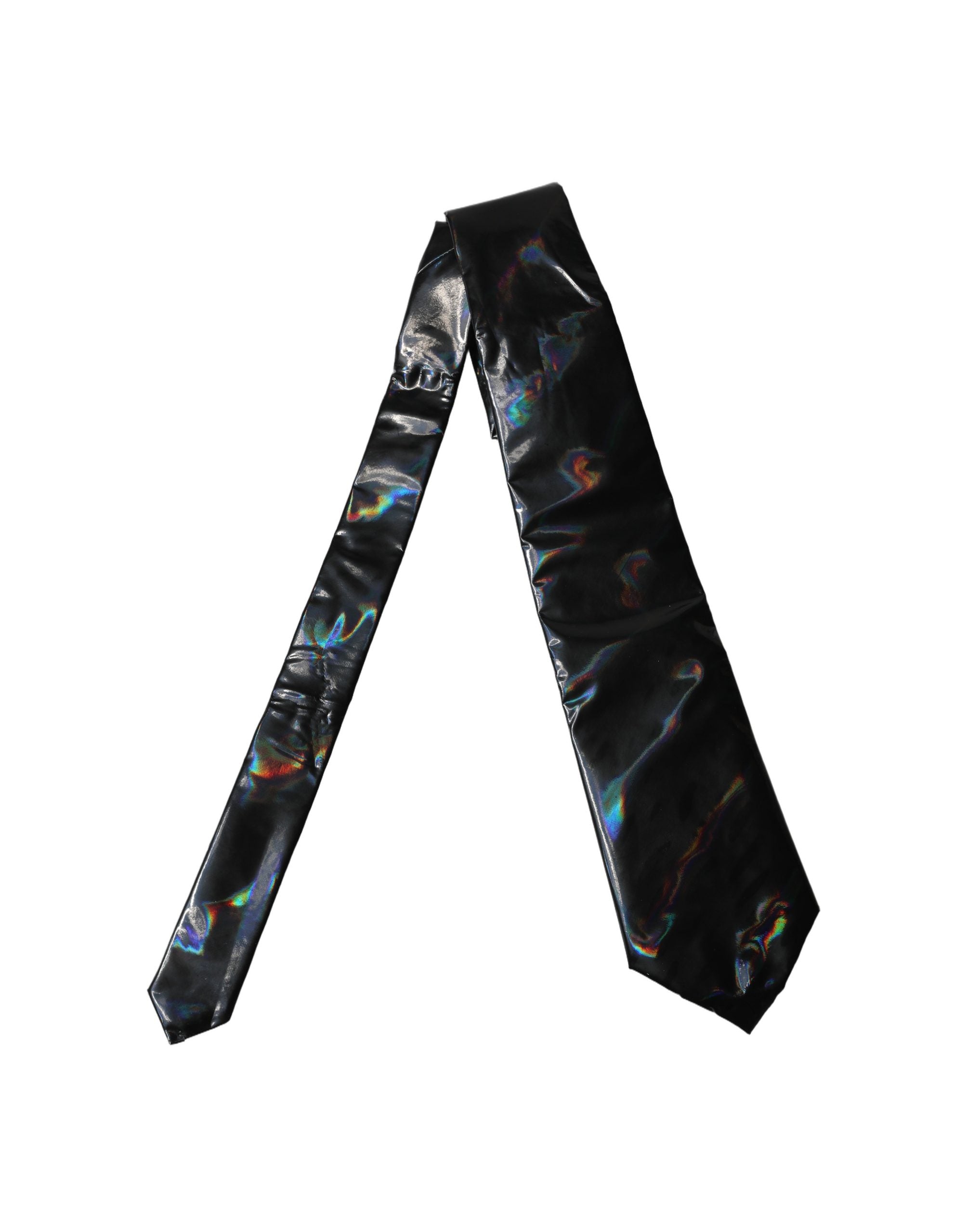 Black Iridescent Silk Adjustable Women Tied Necktie Tie