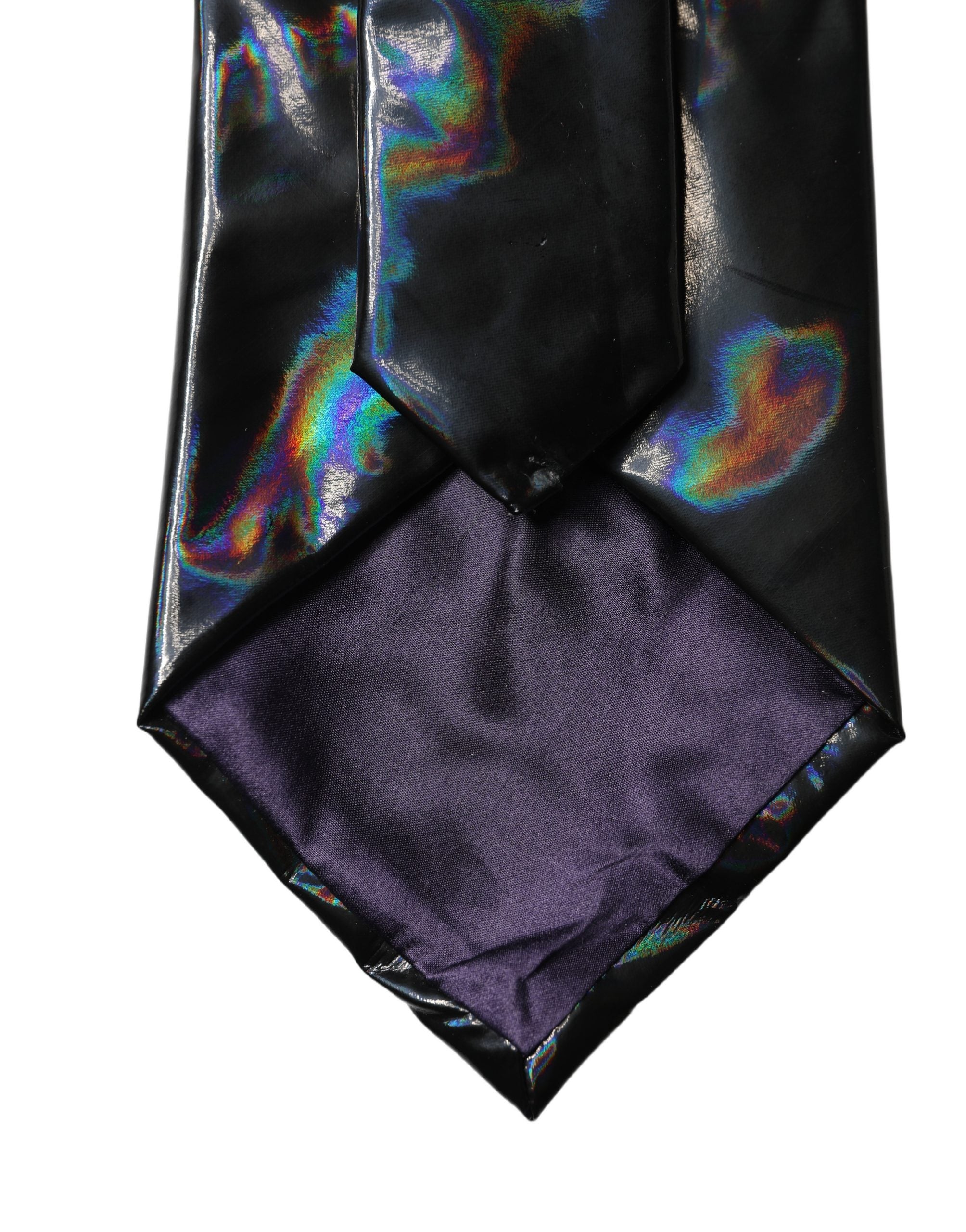 Black Iridescent Silk Adjustable Women Tied Necktie Tie