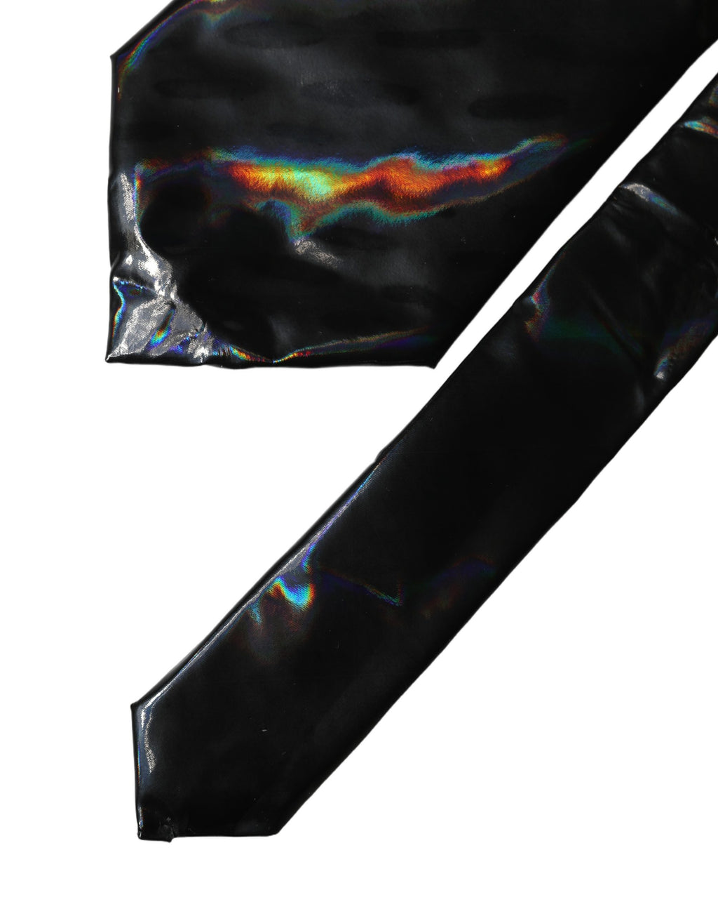 Black Iridescent Silk Adjustable Women Tied Necktie Tie