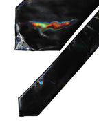 Black Iridescent Silk Adjustable Women Tied Necktie Tie