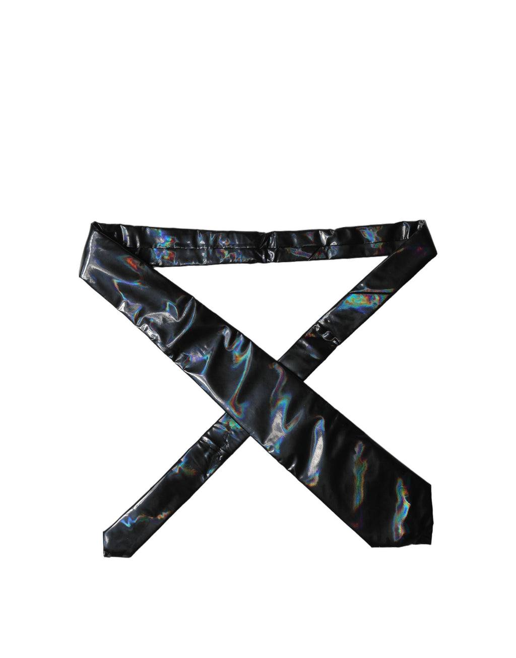 Black Iridescent Silk Adjustable Women Tied Necktie Tie