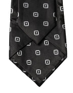 Black White Geometric Silk Adjustable Women Necktie Tie