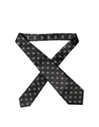 Black White Geometric Silk Adjustable Women Necktie Tie