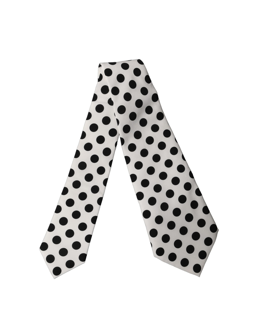 White Black Polka Dot Silk Adjustable Women Necktie Tie