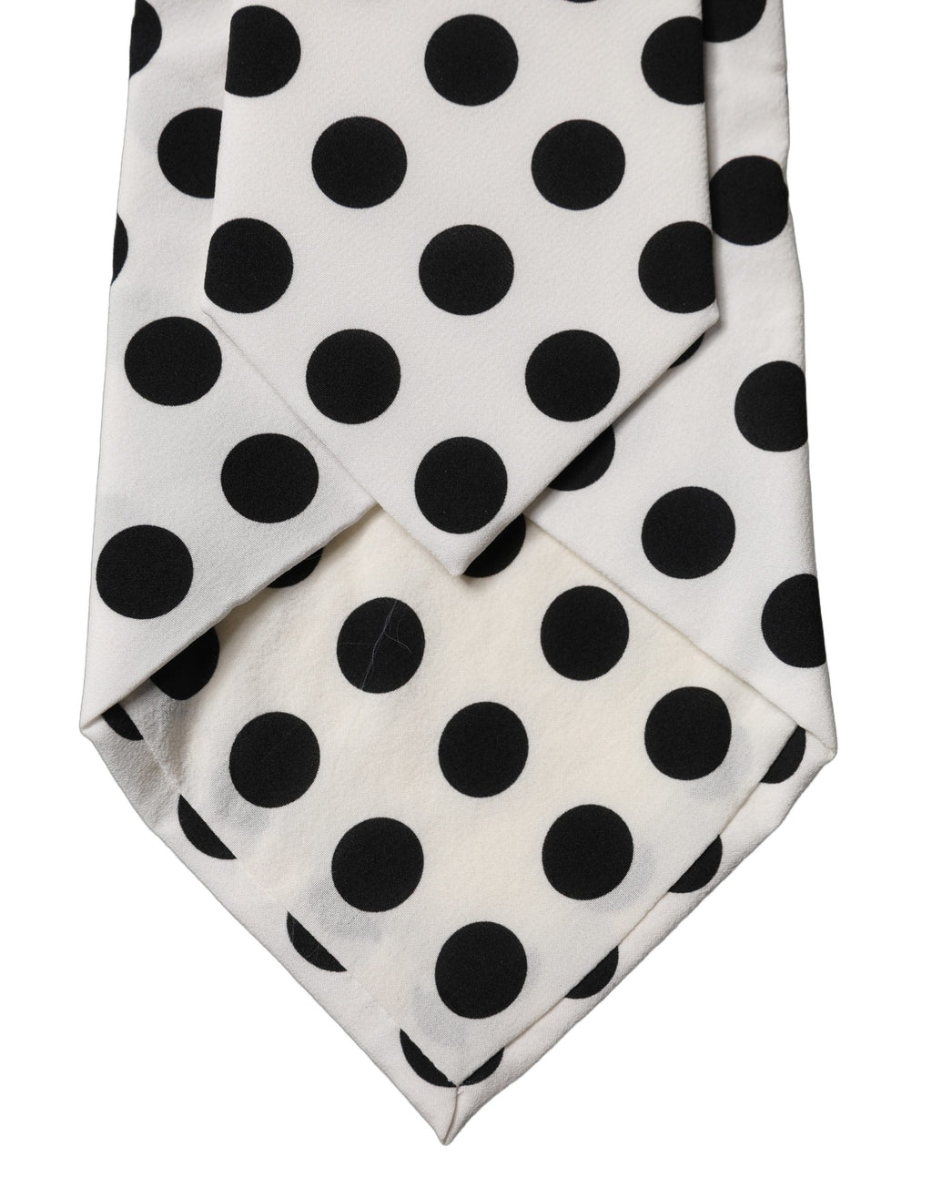 White Black Polka Dot Silk Adjustable Women Necktie Tie
