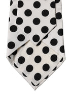 White Black Polka Dot Silk Adjustable Women Necktie Tie