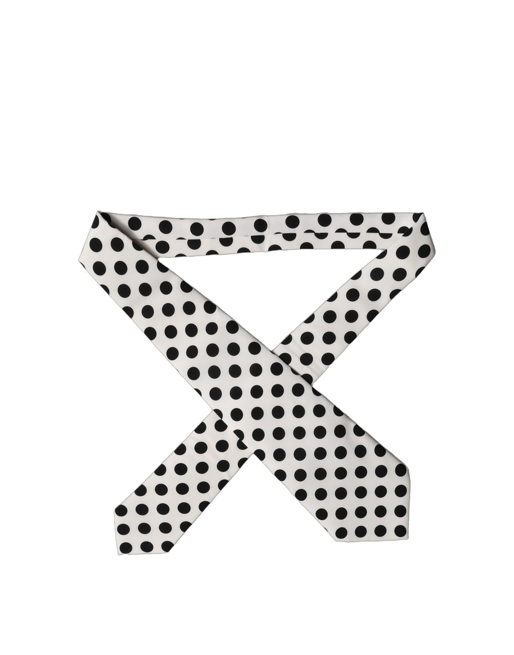 White Black Polka Dot Silk Adjustable Women Necktie Tie