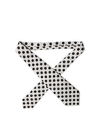 White Black Polka Dot Silk Adjustable Women Necktie Tie