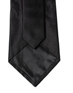 Black Solid Satin Silk Adjustable Women Necktie Tie