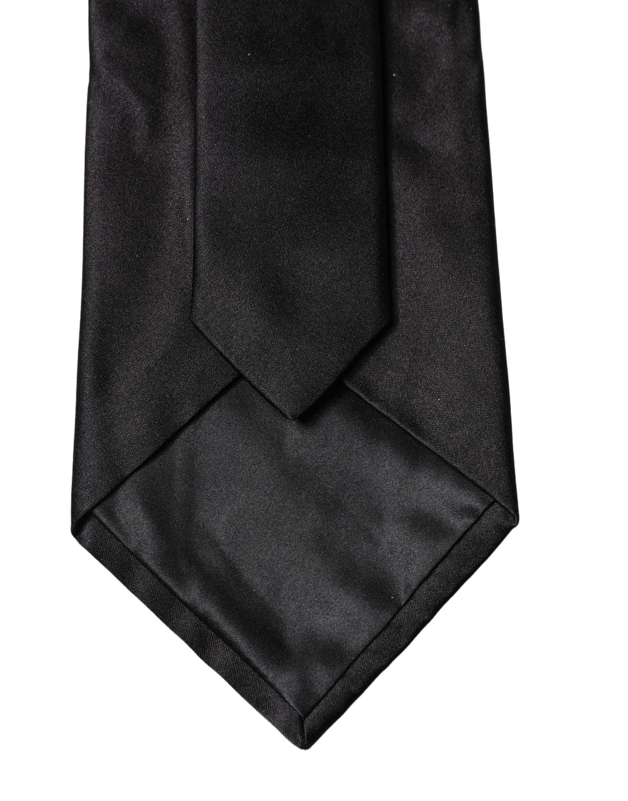 Black Solid Satin Silk Adjustable Women Necktie Tie