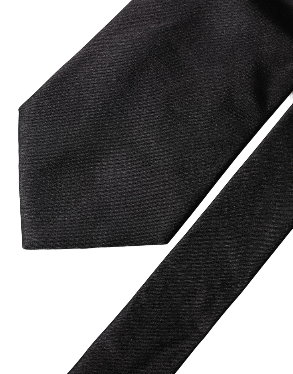 Black Solid Satin Silk Adjustable Women Necktie Tie