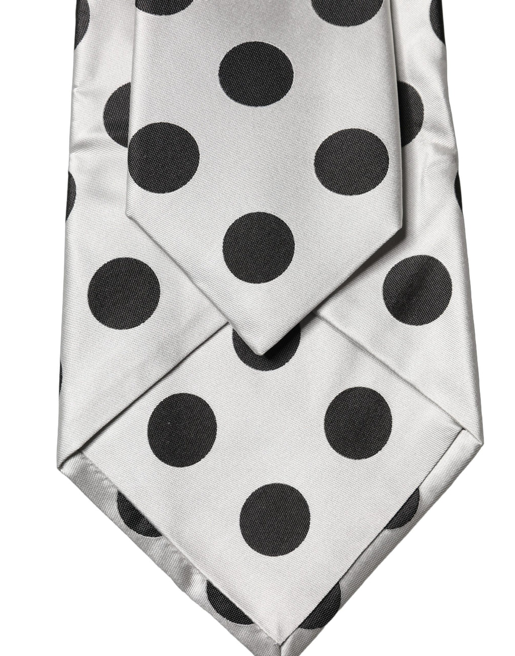 White Black Polka Dot Silk Adjustable Women Necktie Tie