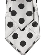 White Black Polka Dot Silk Adjustable Women Necktie Tie