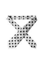 White Black Polka Dot Silk Adjustable Women Necktie Tie